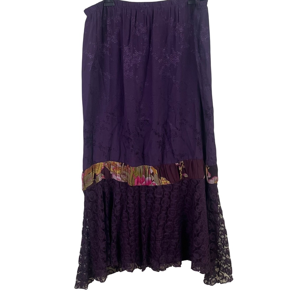 VTG Spencer Alexis 2 Piece Purple Patchwork Lagenlook Hippie Boho Dress XL (16) - Picture 8 of 14